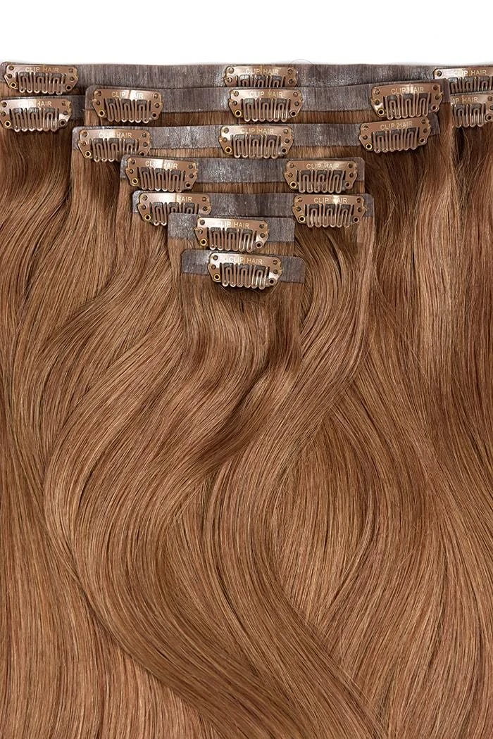 Light Auburn (#30) Double Drawn Seamless Clip In Hair Extensions - Image 3