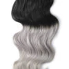 Full Head Remy Clip In Human Ombre Hair Extensions - Silver Black Ombre (#T1B/SG)
