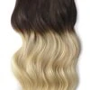 Double Wefted Full Head Remy Clip In Ombre Human Hair Extensions - (#T4/613)