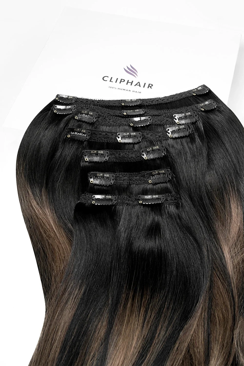 Ash Black Balayage Ultra-Volume Clip In Full Head Set (240-300G)