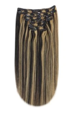 Full Head Remy Clip In Human Hair Extensions - Natural Black/Blonde Mix (#1B/27)