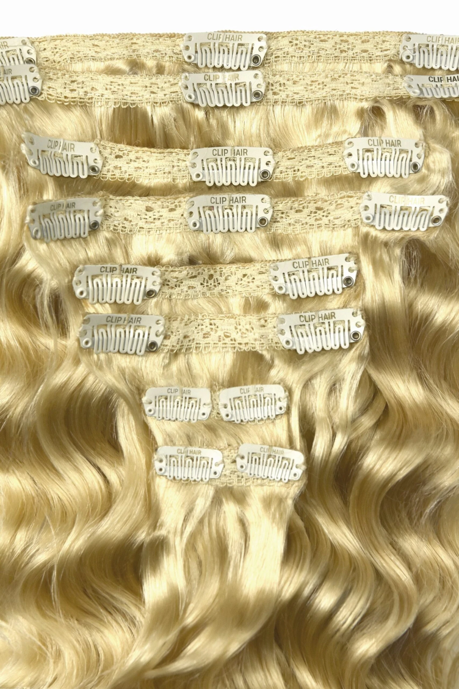 Curly Full Head Remy Clip In Human Hair Extensions - Bleach Blonde (#613) - Image 2