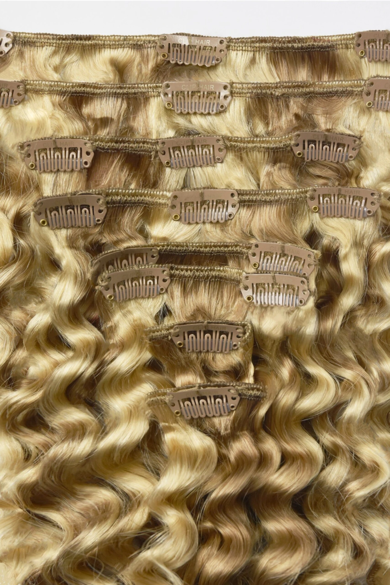 Curly Full Head Remy Clip In Human Hair Extensions - Peaches & Cream (#27/613) - Image 2