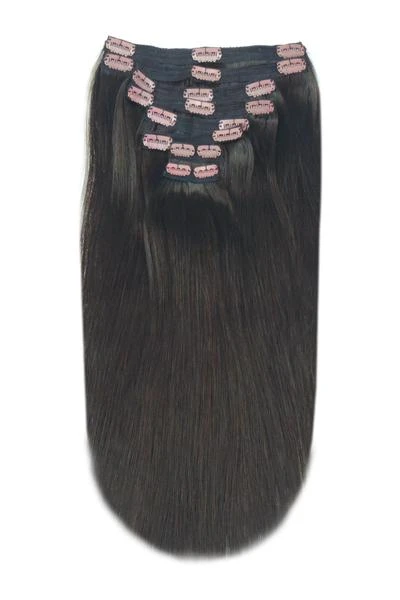 Darkest Brown (#2) Full Head Clip In Hair Extensions