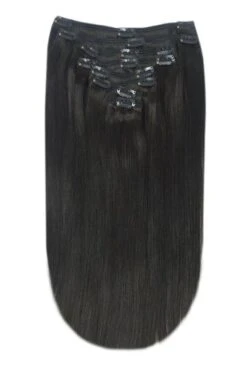 Natural/Off Black (#1B) Full Head Remy Clip In Human Hair Extensions