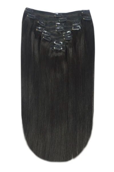 Natural/Off Black (#1B) Full Head Remy Clip In Human Hair Extensions