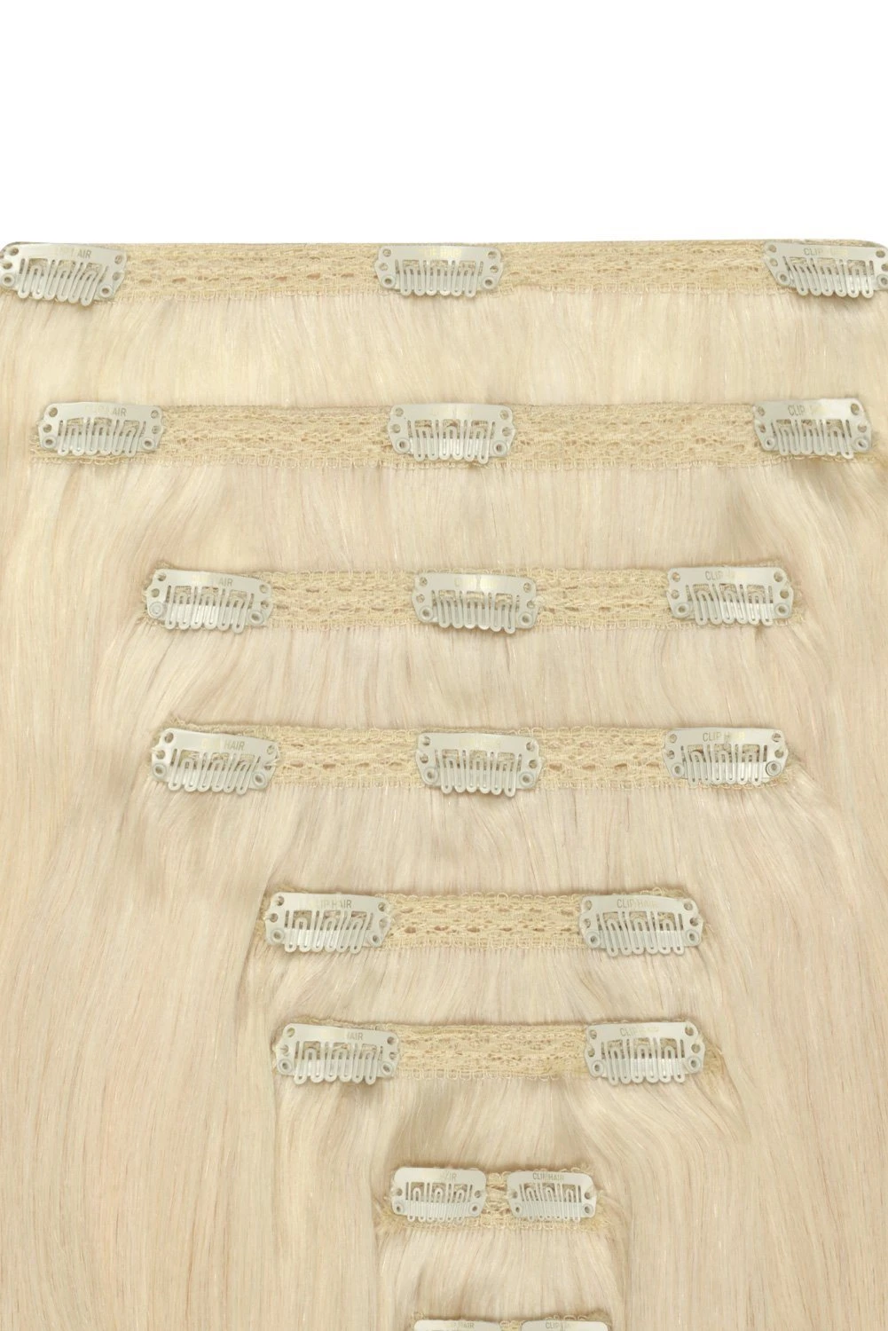 Double Wefted Full Head Remy Clip In Human Hair Extensions - Lightest Blonde (#60) - Image 2