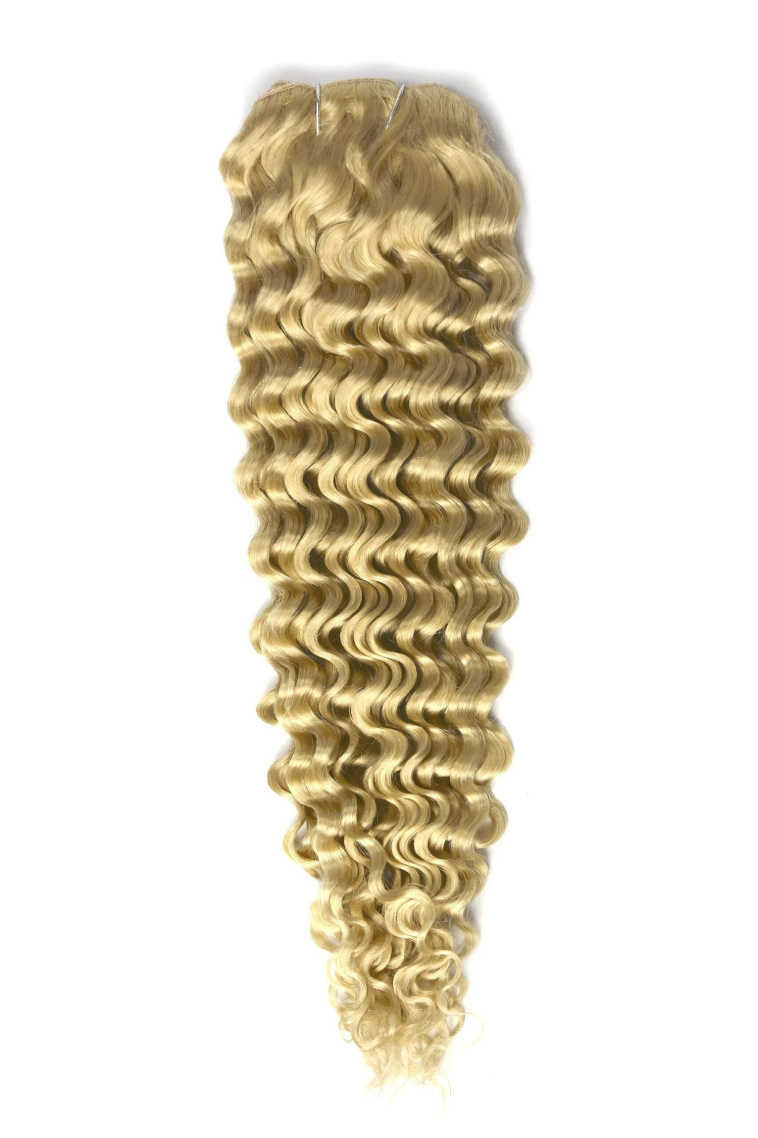 Curly Full Head Remy Clip In Human Hair Extensions - Bleach Blonde (#613)