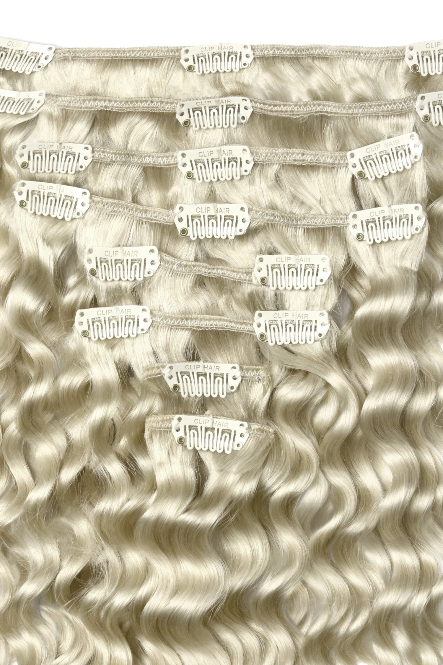 Curly Full Head Remy Clip In Human Hair Extensions - Ice Blonde - Image 2