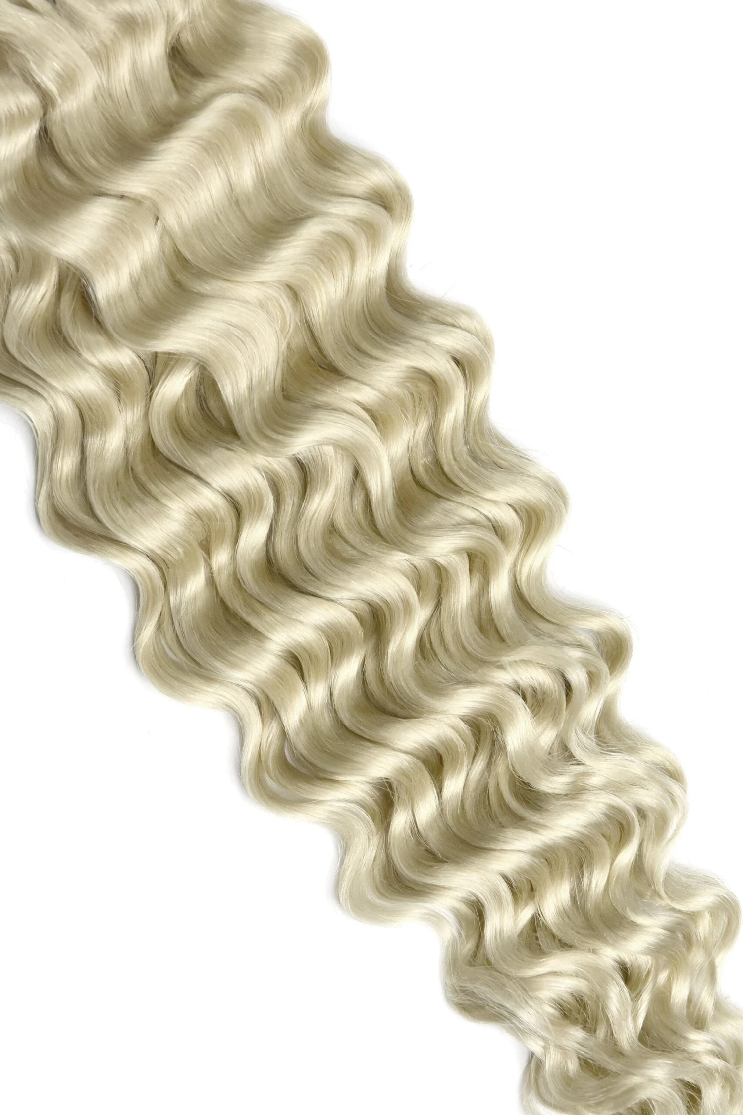 Curly Full Head Remy Clip In Human Hair Extensions - Ice Blonde - Image 3
