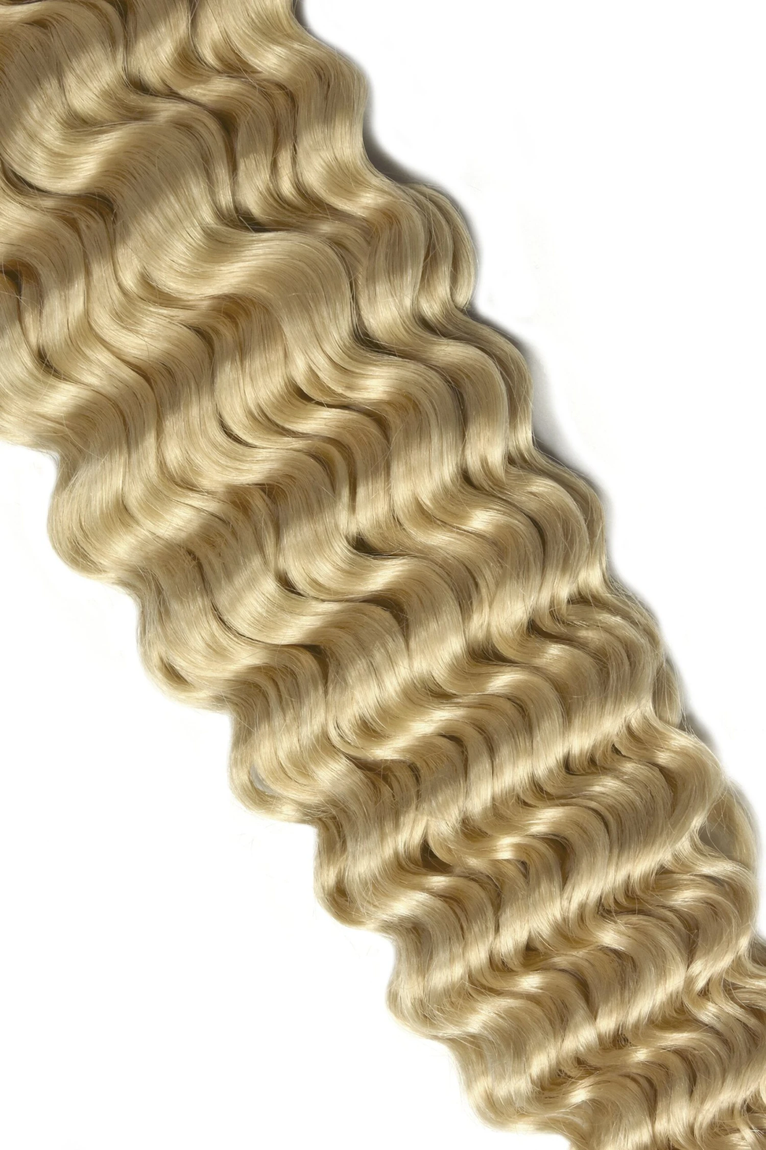 Curly Full Head Remy Clip In Human Hair Extensions - Light Ash Blonde (#22) - Image 3