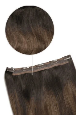 Espresso Melt Balayage Quad Weft Clip In One Piece Hair Extensions