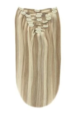 Full Head Remy Clip In Human Hair Extensions - Biscuit Blondey (#18/613)