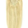 Full Head Remy Clip In Human Hair Extensions - Creamy Blonde (#22/613)