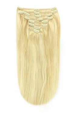 Full Head Remy Clip In Human Hair Extensions - Creamy Blonde (#22/613)