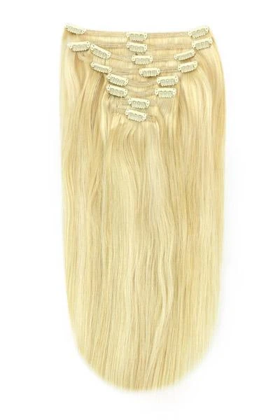 Full Head Remy Clip In Human Hair Extensions - Creamy Blonde (#22/613)