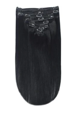 Jet Black (#1) Full Head Clip In Hair Extensions