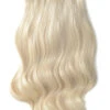 Double Wefted Full Head Remy Clip In Human Hair Extensions - Lightest Blonde (#60)