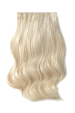 Double Wefted Full Head Remy Clip In Human Hair Extensions - Lightest Blonde (#60)