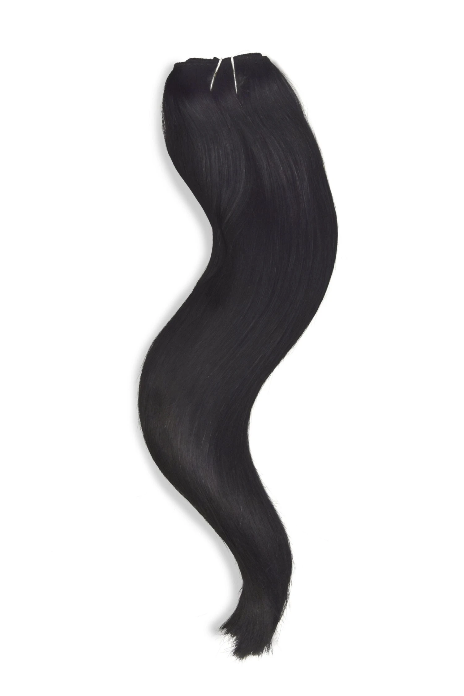 Jet Black (#1) Quad Weft Clip In One Piece Hair Extensions - Image 2