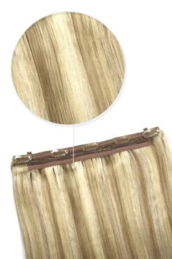 Natural Sandy Blonde (#12/16/613) Quad Weft Clip In One Piece Hair Extensions