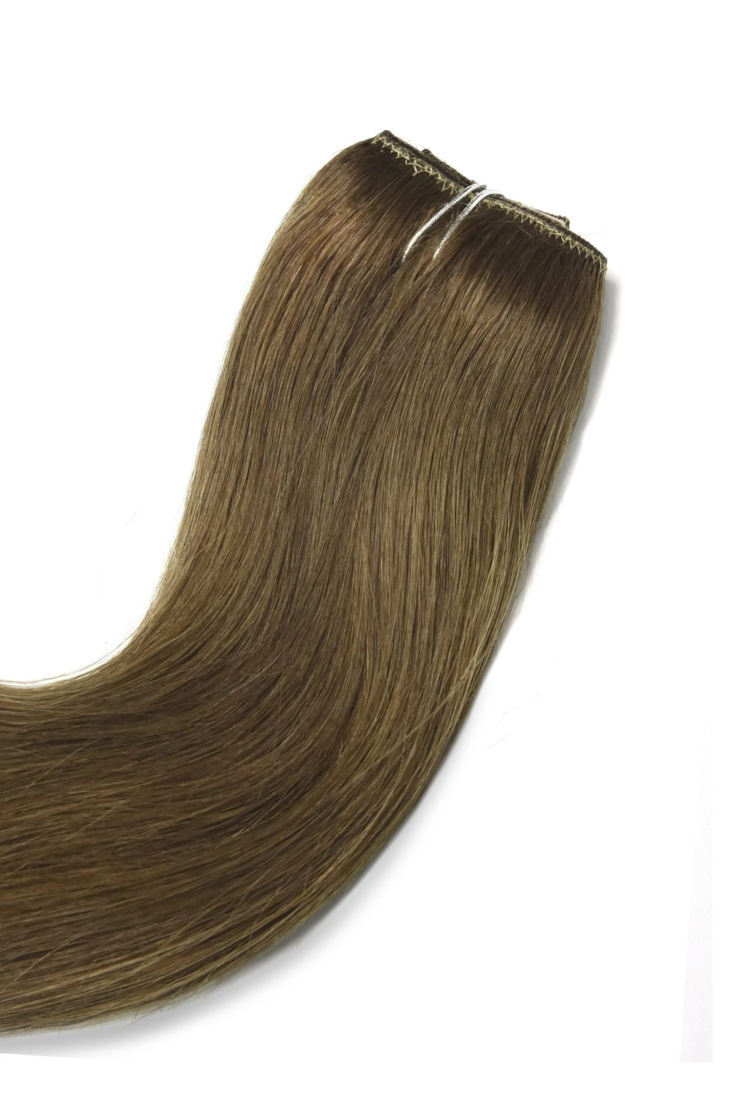 Medium Ash Brown (#8) Quad Weft Clip In One Piece Hair Extensions - Image 3