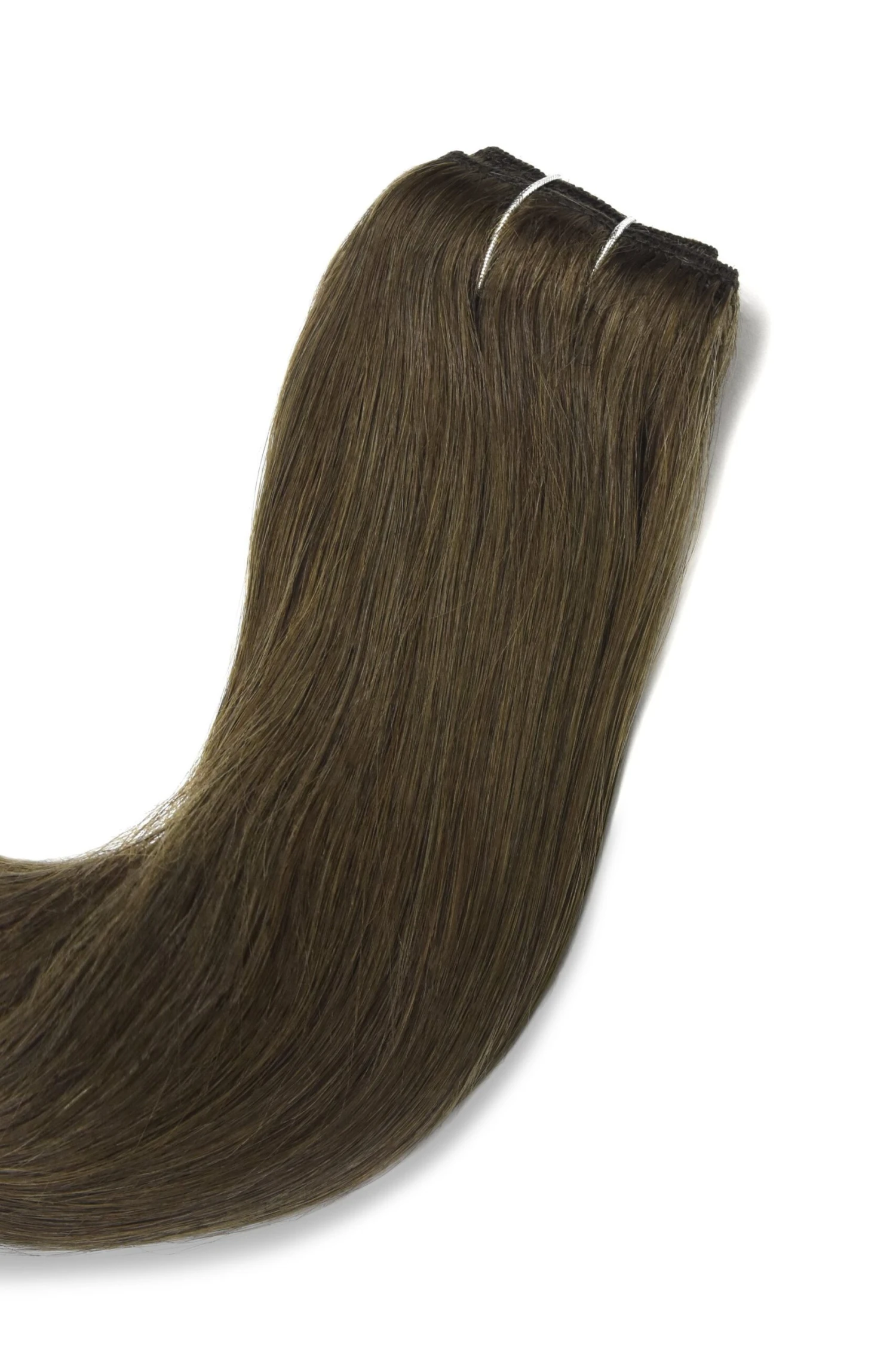 Ash Brown (#9) Quad Weft Clip In One Piece Hair Extensions - Image 3