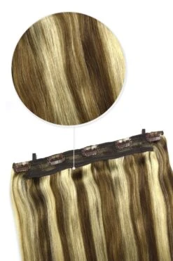 Chestnut Bronde (#6/613) Quad Weft Clip In One Piece Hair Extensions