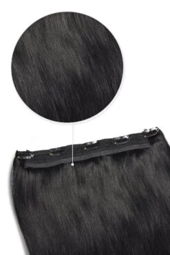 Jet Black (#1) Quad Weft Clip In One Piece Hair Extensions