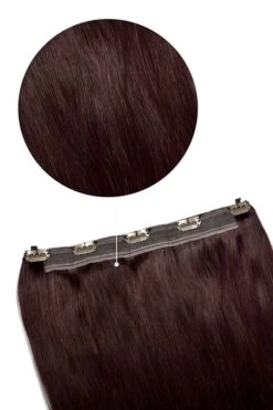 Mahogany Red (#99J) Quad Weft Clip In One Piece Hair Extensions