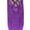 Full Head Remy Clip In Human Hair Extensions - Purple