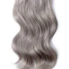 Double Wefted Full Head Remy Clip In Human Hair Extensions - Silver/Grey (#SG)