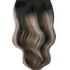 Double Wefted Full Head Remy Clip In Human Hair Extensions - Silver Shadow Balayage