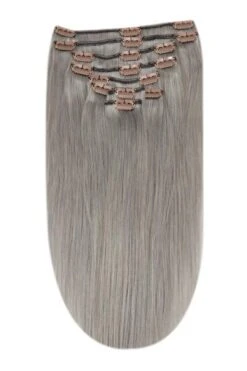 Full Head Remy Clip In Human Hair Extensions - Silver/Grey Hair (#SG)