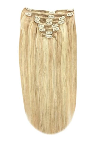 Full Head Remy Clip In Human Hair Extensions - Peaches & Cream (#27/613)
